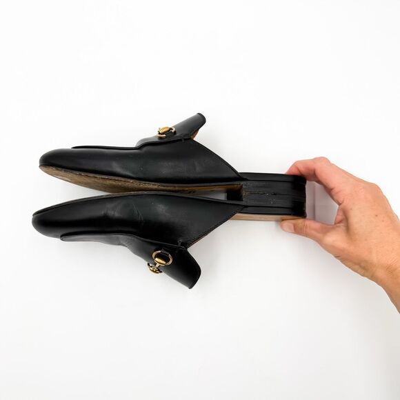 Gucci Princetown Horsebit Black Leather Loafers Mules Slip On Flats EU 40 US 10 - Picture 9 of 13